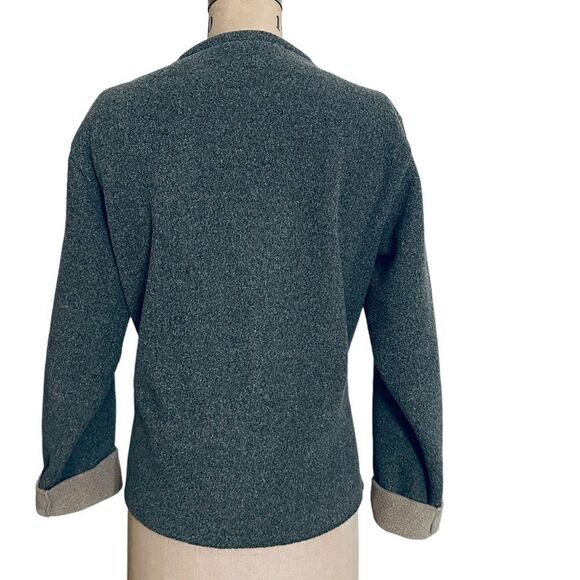 Catwear, Maine southwest boho wrap fleece cardigan - tan and green size large - Picture 2 of 10